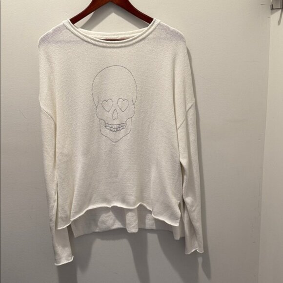 Z Supply Ada Skull sweater in white size large - Picture 1 of 5